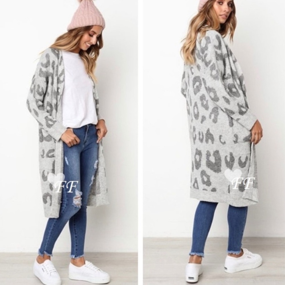 Leopard Print Long Cardigan Sweater
